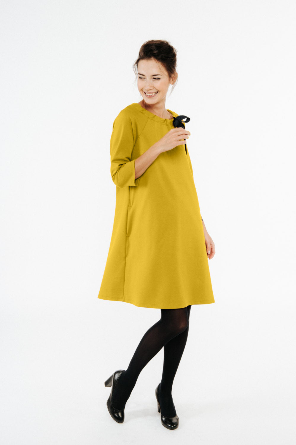 Elegant FRENCH dress, Yellow, M